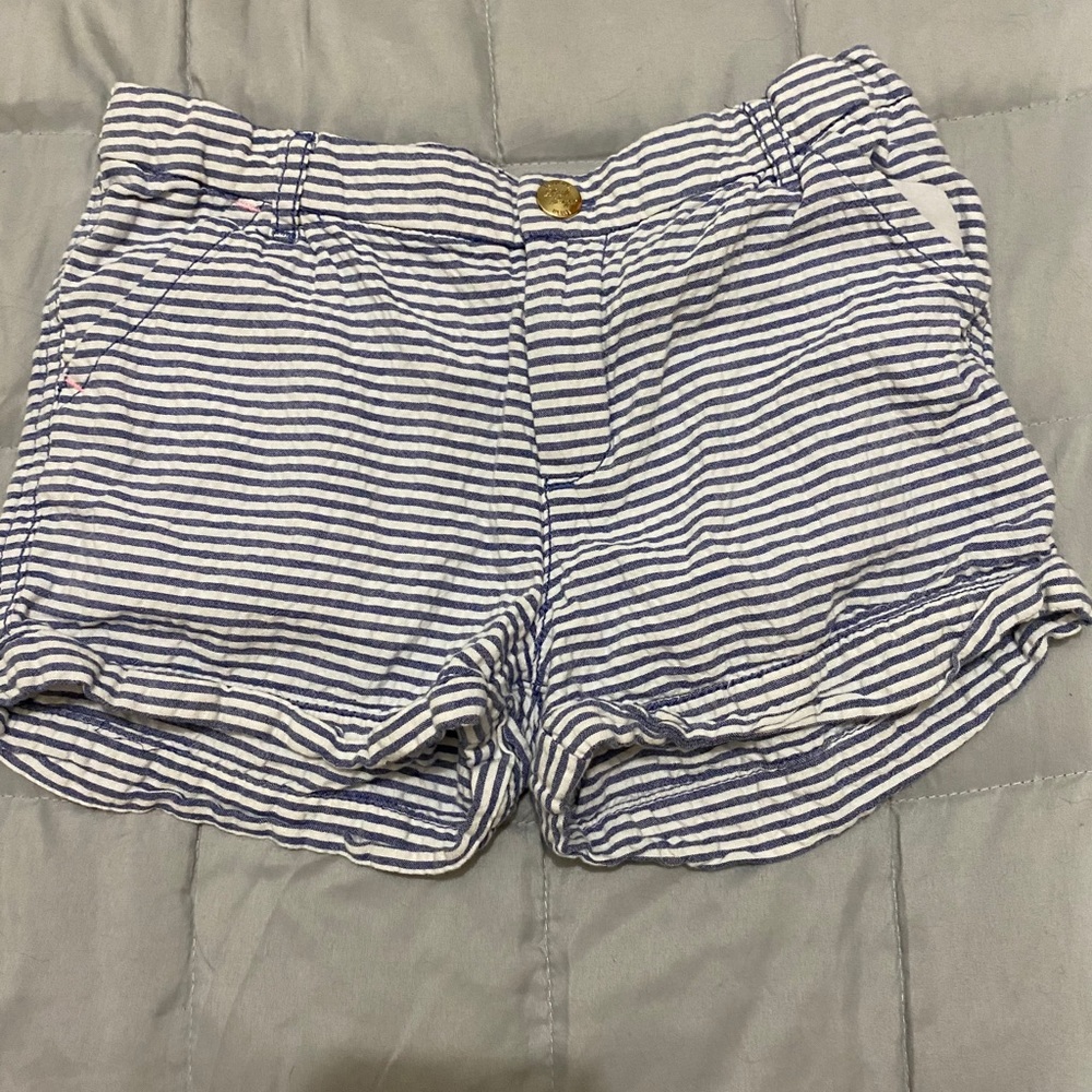 Girls Blue and White Striped Shorts